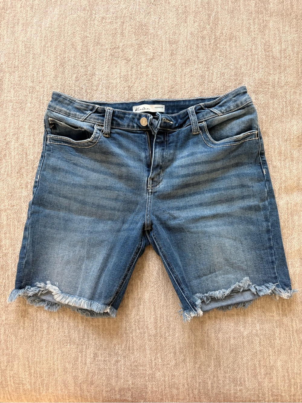 KanCan Blue Stretch Denim Shorts with Subtle Fade
